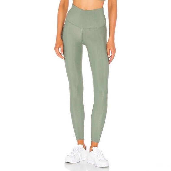 Strut This Kendall Ribbed High Rise Athletic Leggings Sage Green Workout Small - Picture 1 of 9